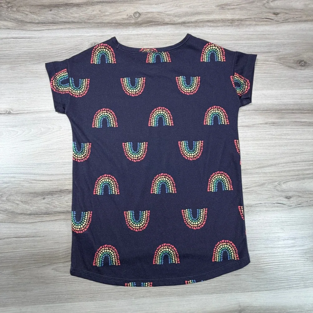 Gap Kids Rainbow Hearts Sleep Shirt Size‎ 6 Navy Blue Flame Resistant Polyester